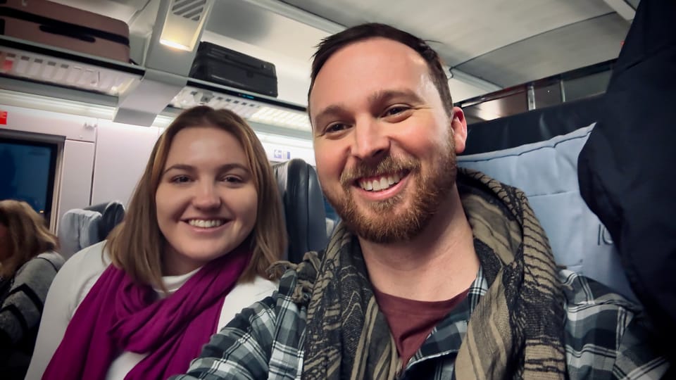 Ben and Kayla on a Train
